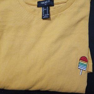 Forever 21 Mens Popsicle Yellow Short Sleeve Shirt